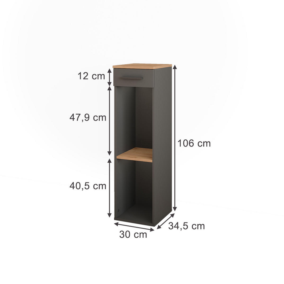 WEINREGAL Repose Goldkraft Eiche/Anthrazit 30 x 106 cm - Honigeiche/Anthrazit, Holzwerkstoff (30/106/34.5cm) - Vicco