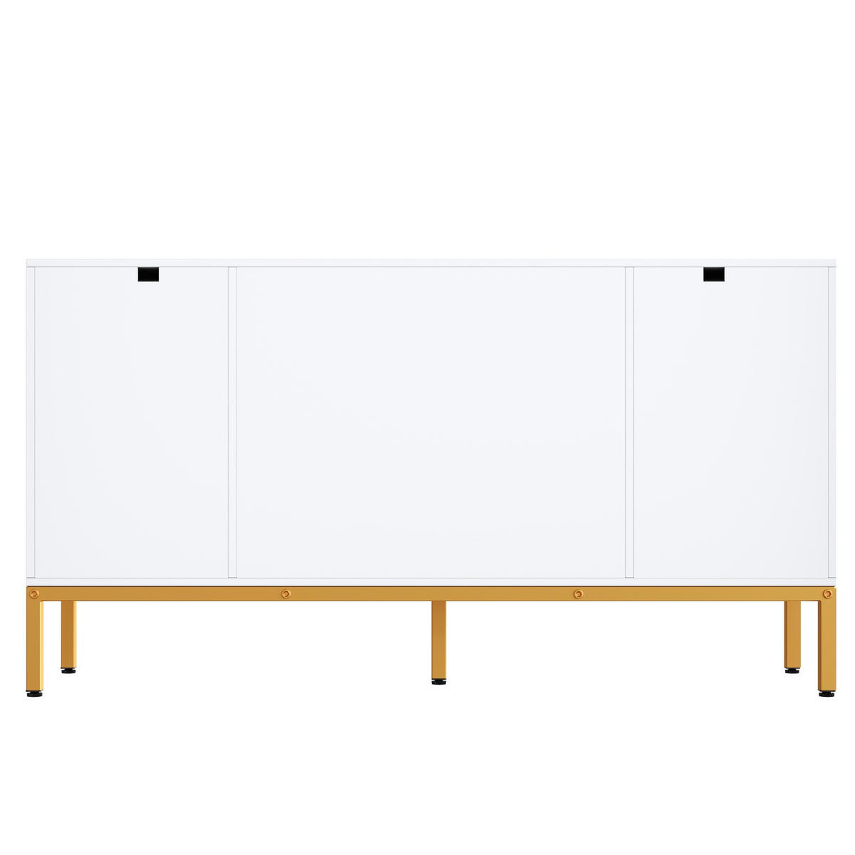 SIDEBOARD Weiß Hochglanz mit goldenen Griffen & Beinen 140×40×80 cm aus MDF & Spanplatte - Weiß, Holzwerkstoff (140/80/40cm)