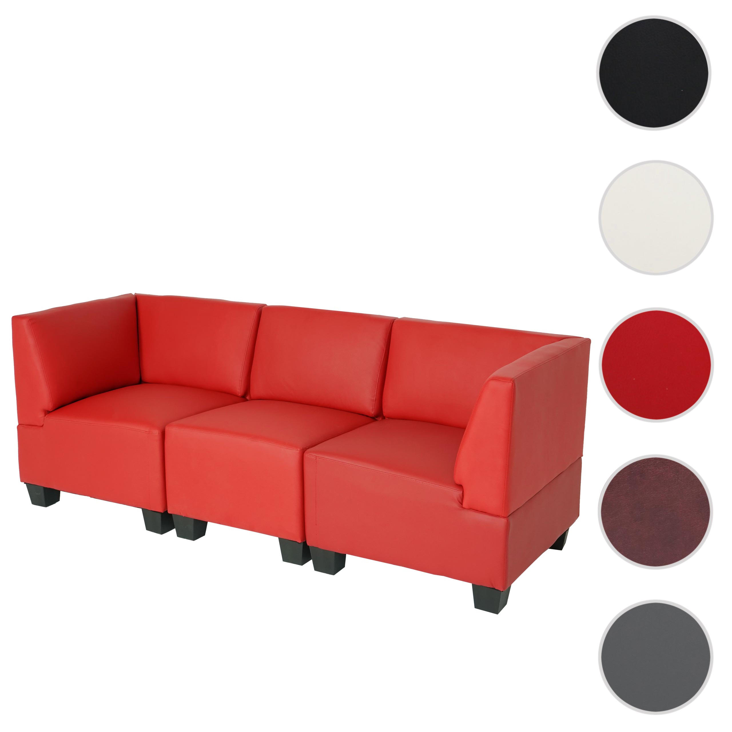MODULAR 3-SITZER SOFA Rot - Rot, Textil (197/76/72cm) - MCW