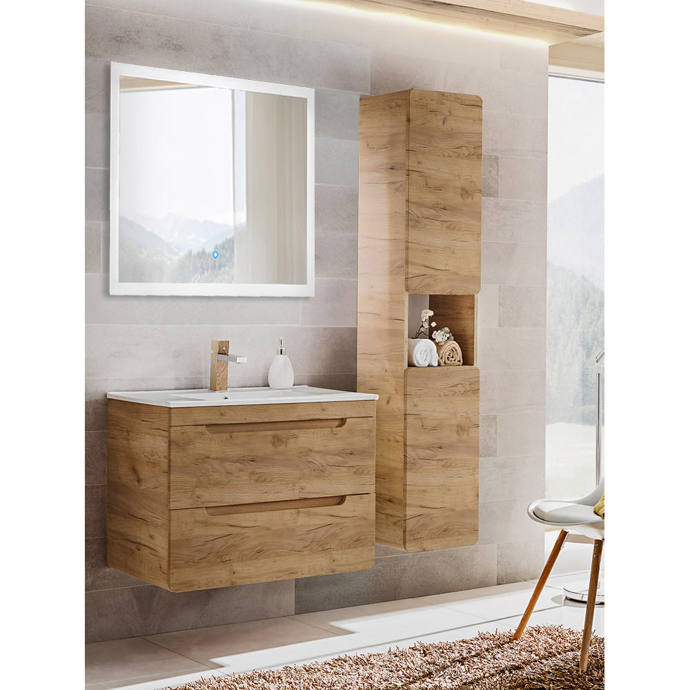 BADMÖBEL-SET 3-TLG. Luton-56 - Braun, Holzwerkstoff (130/200/46cm) - Lomado