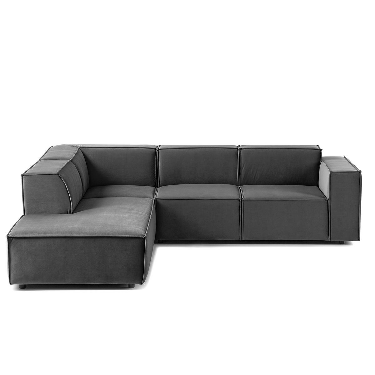 ECKSOFA mit Ottomane - Schwarz/Grau, Kunststoff/Textil (260/234cm) - home24