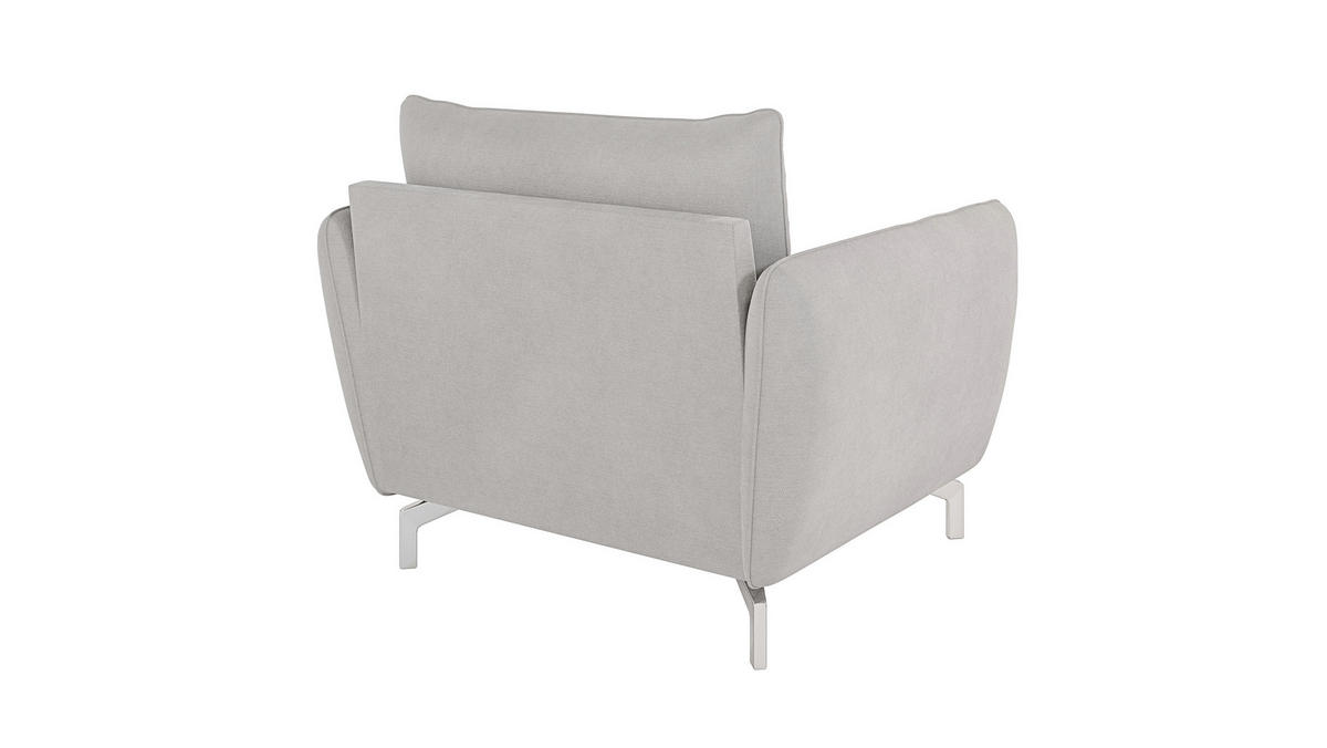 SESSEL Elou Silber Microfaser - Chromfarben/Silberfarben, Holz/Textil (103/87/92cm) - S-Style Möbel
