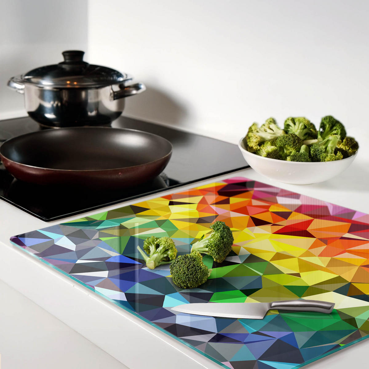 GLASPLATTE 60x52 cm Geometrische Figuren - Multicolor, Glas (60/0.4/52cm) - TULUP