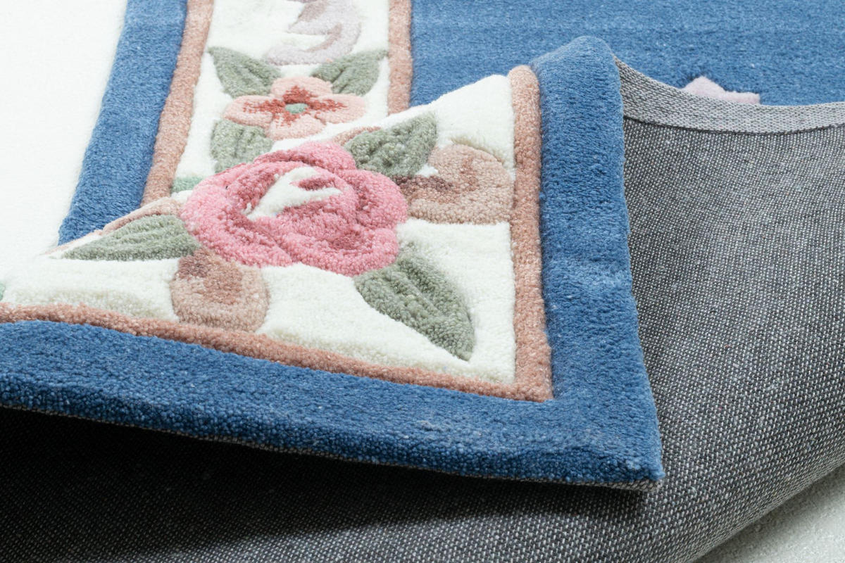 HANDTUFTTEPPICH Ming Bettumrandung 70x600 cm - Blau, Textil (70/600cm) - THEKO