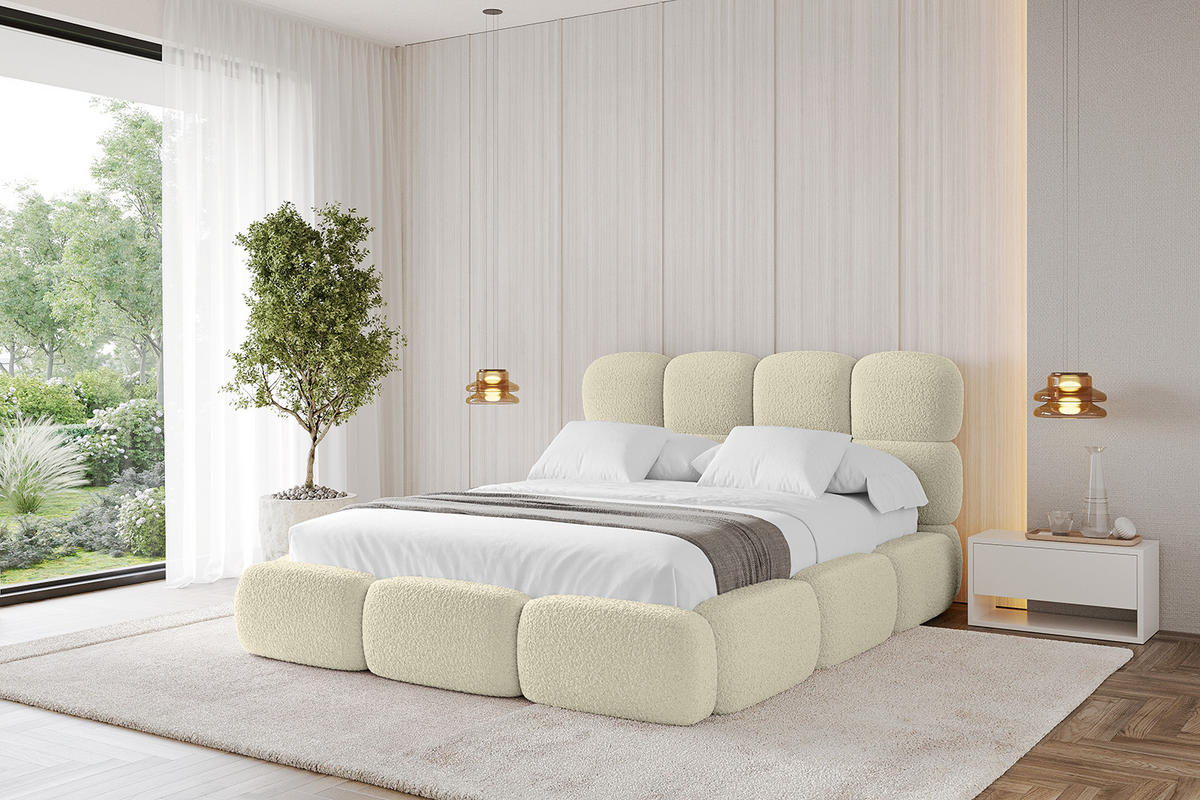 POLSTERBETT mit Bettkasten und Lattenrost, Bett mit Matratze H3/H4 - NOMA 120x200 Beige - Taupe, Holzwerkstoff/Textil (120/200cm) - ALTDECOR