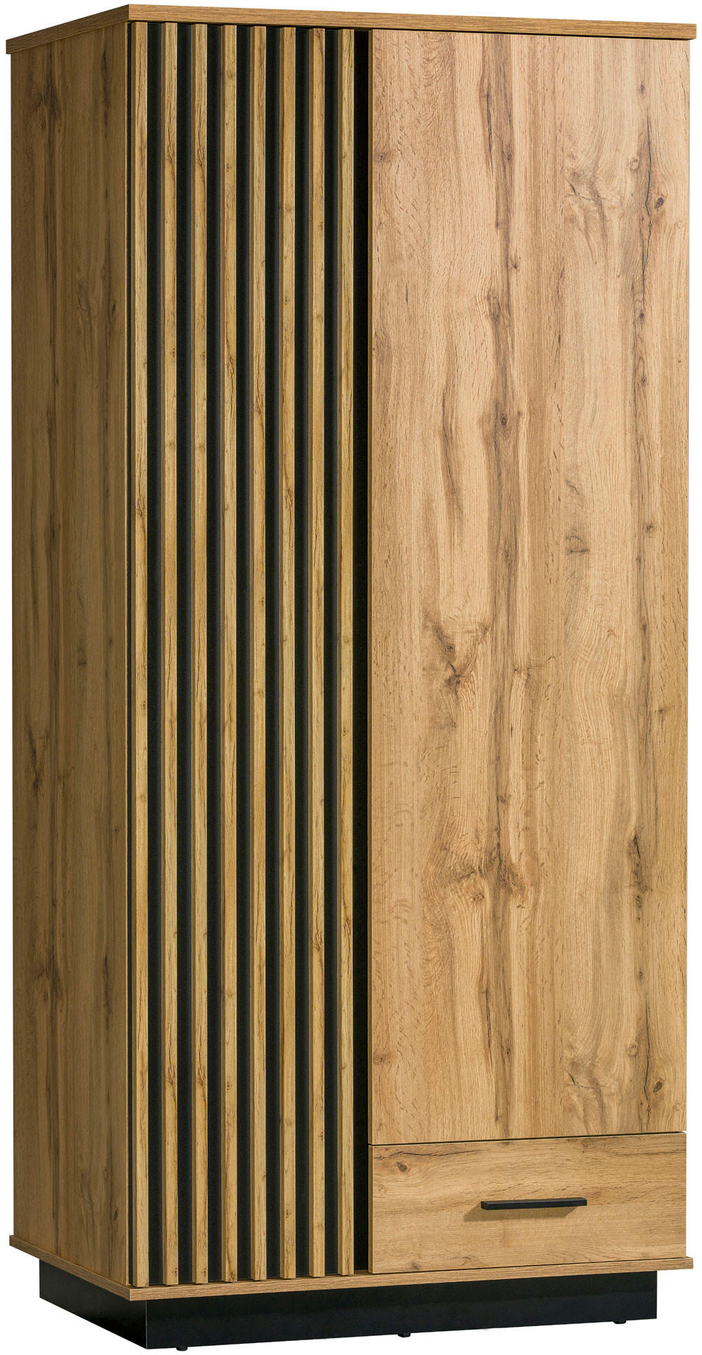 STAURAUMSCHRANK Lamia Wotan Eiche schwarz 90 / 52 / 193cm - Multicolor/Schwarz, Holzwerkstoff/Kunststoff (90/193/52cm) - Feldmann-Wohnen