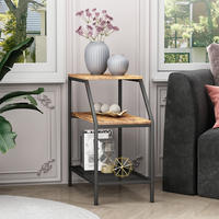 ANSTELLTISCH Fyrk Eiche rustikal 30 x 60 cm mit 2 offenen Ablagen - Wildeiche/Schwarz, Holzwerkstoff (60/30/61.5cm) - Vicco