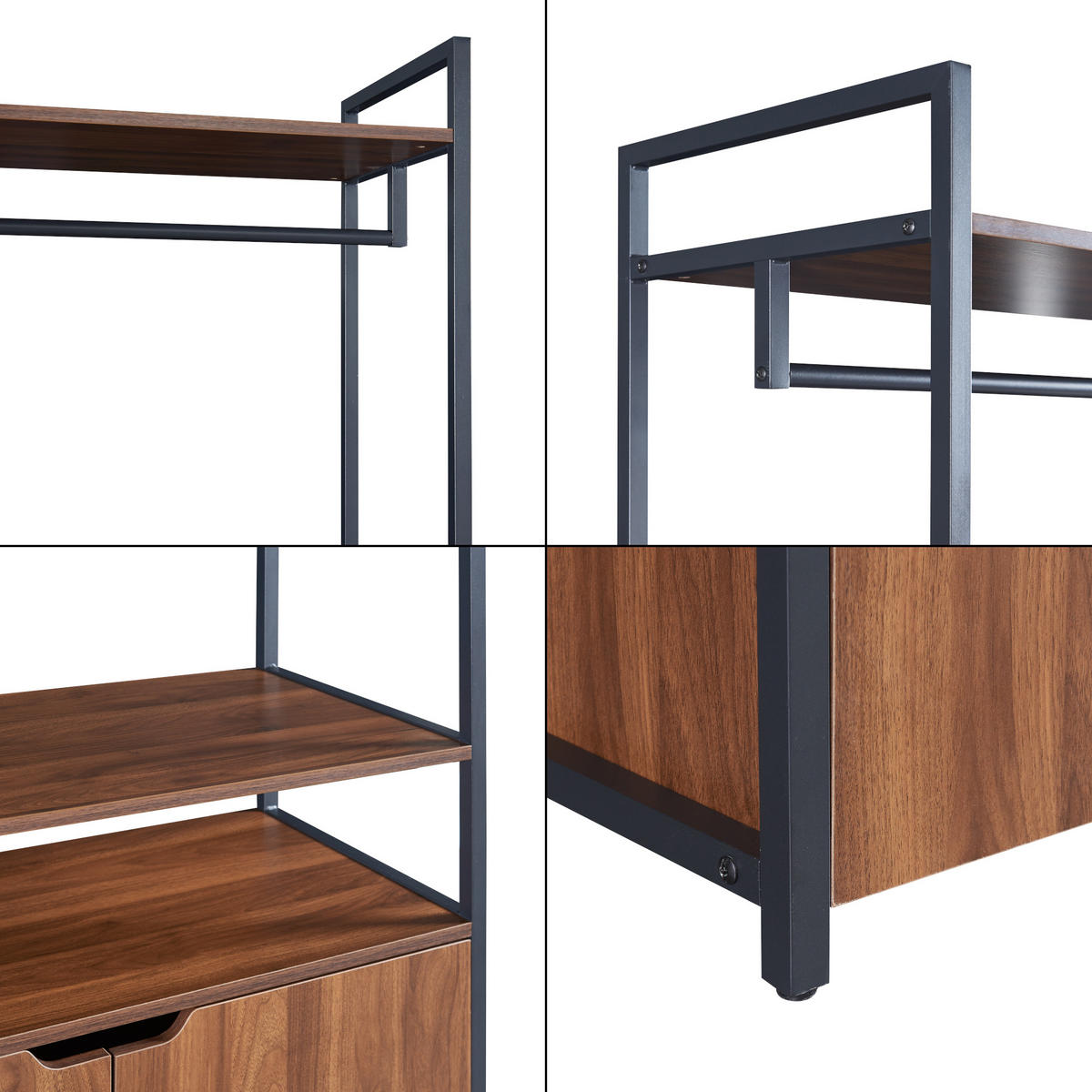 GARDEROBENSTÄNDER Larem - Walnussfarben/Schwarz, Holzwerkstoff/Metall (84/180/40cm) - [en.casa]