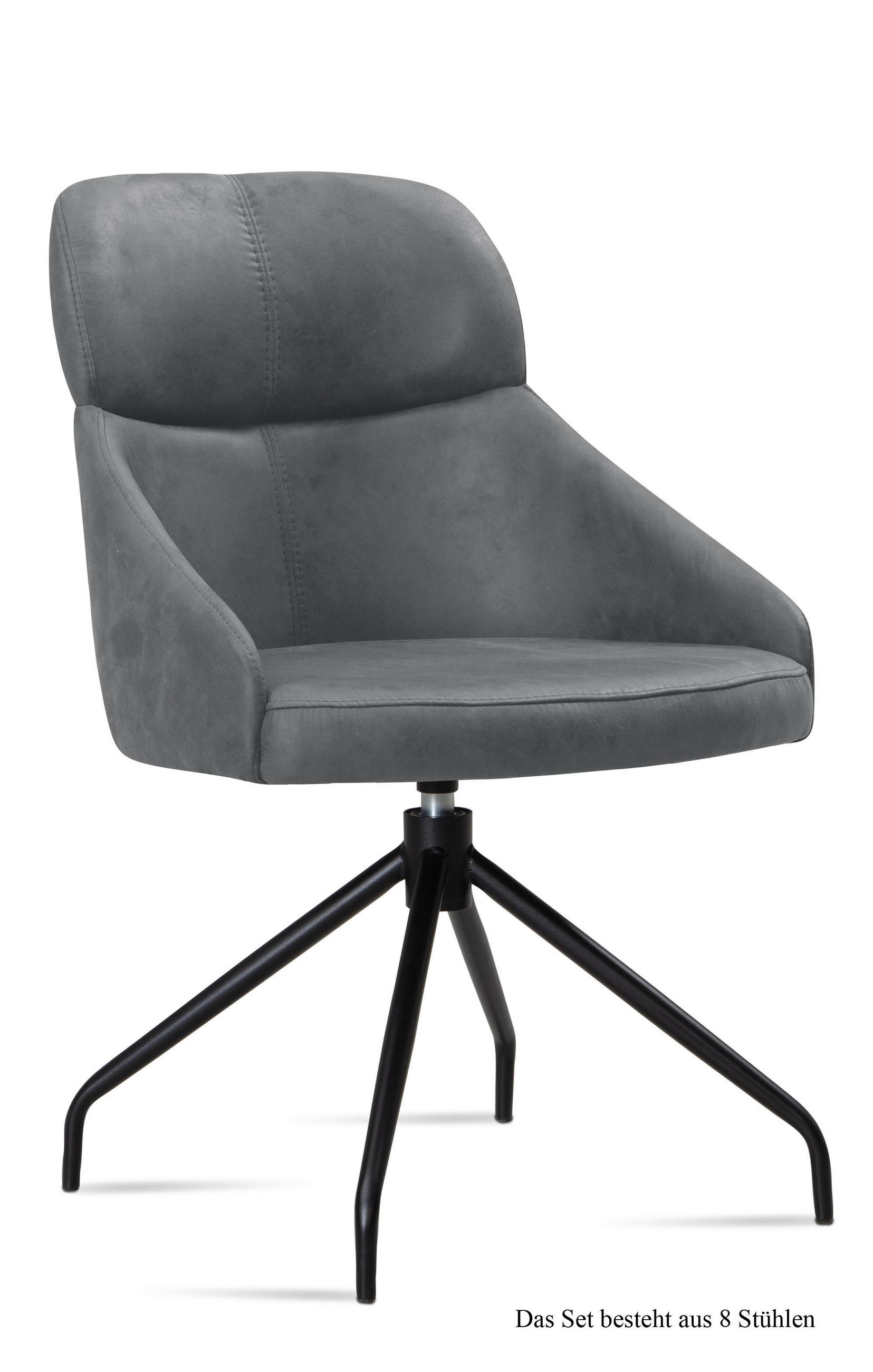 ESSZIMMERSTUHL drehbar (8er-Set) Dorian 52x82x63 Schwarz/Grau - Schwarz/Grau, Kunststoff (63/82/52cm) - 58aufmkessel