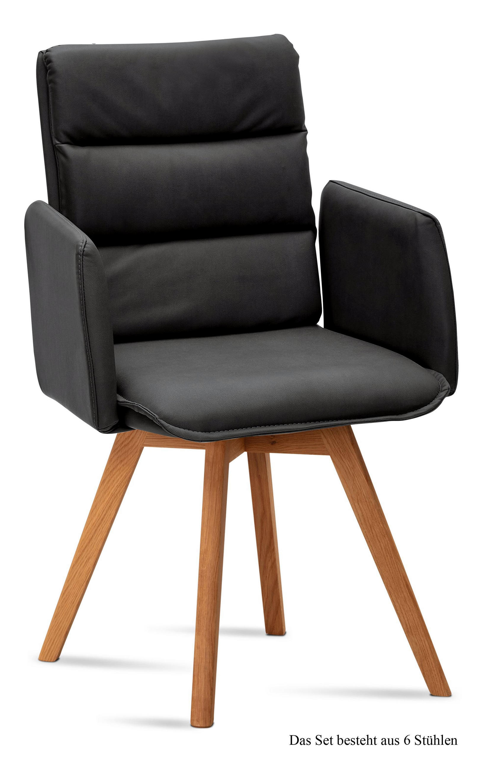 ARMLEHNSTUHL (6er-Set) Dodie 52x92x60 Eiche geölt/Anthrazit - Eichefarben/Anthrazit, Kunststoff (60/92/52cm) - 58aufmkessel