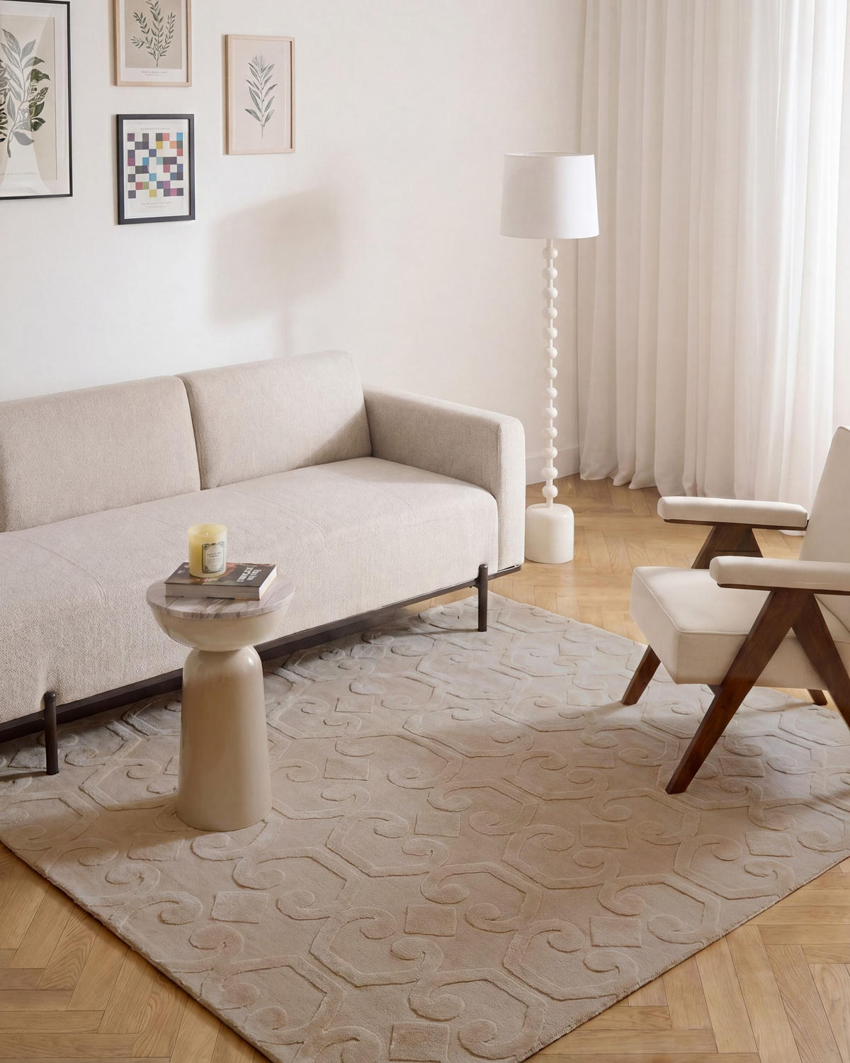 KOBEREC Béžový 160/160 cm Gannett - béžová, textil (160/160cm) - Beliani