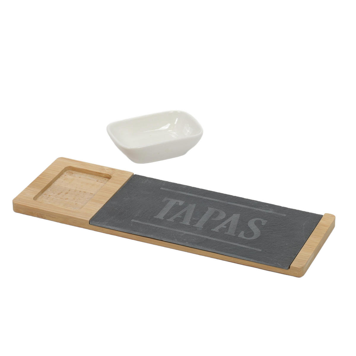 SERVIER-SET mit Bambustablett Braun 30/10,5/4 cm - Braun, Naturmaterialen (10.5/4/30cm) - Excellent Houseware