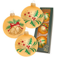 CHRISTBAUMKUGELN Glocke und Zweige Goldfarbig 8cm (Glas / 3 Stk.) - Goldfarben, Glas (7/8/7cm) - Krebs Glas Lauscha