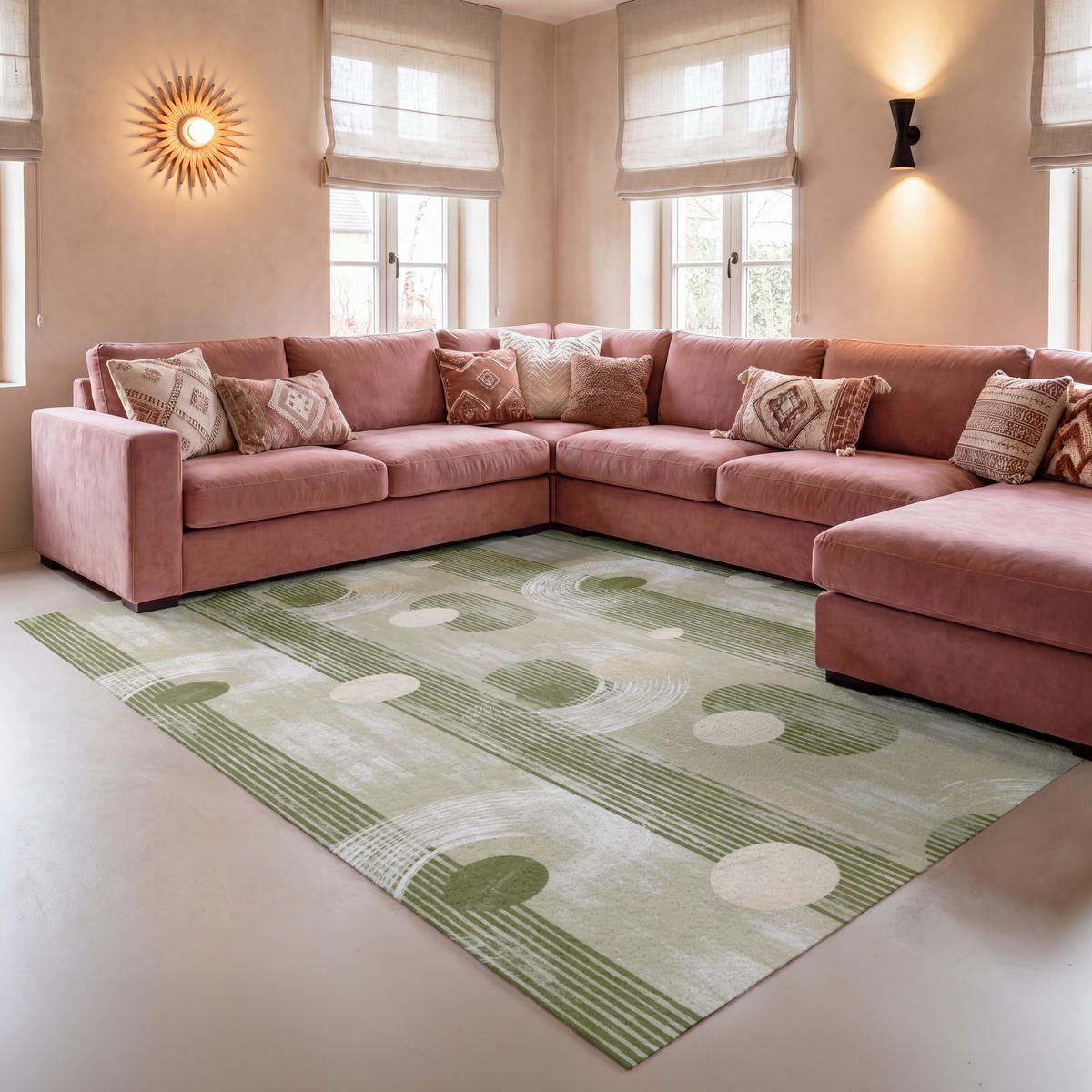 KOBERCE - Umelecké - Moderné - Zelené - 150x230 cm - olivovozelená, textil/plast (150/0.4cm) - OnlyWow