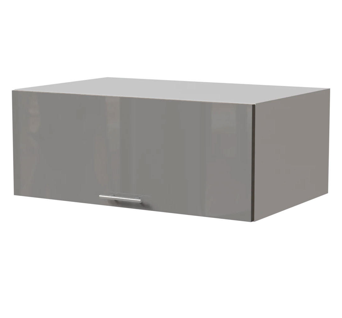 AUFSATZSCHRANK Essen W6B/90 Grau Hochglanz / Weiß Matt 90 / 59 / 36cm - Weiß/Grau, Holz/Holzwerkstoff (90/36/59cm) - Feldmann-Wohnen