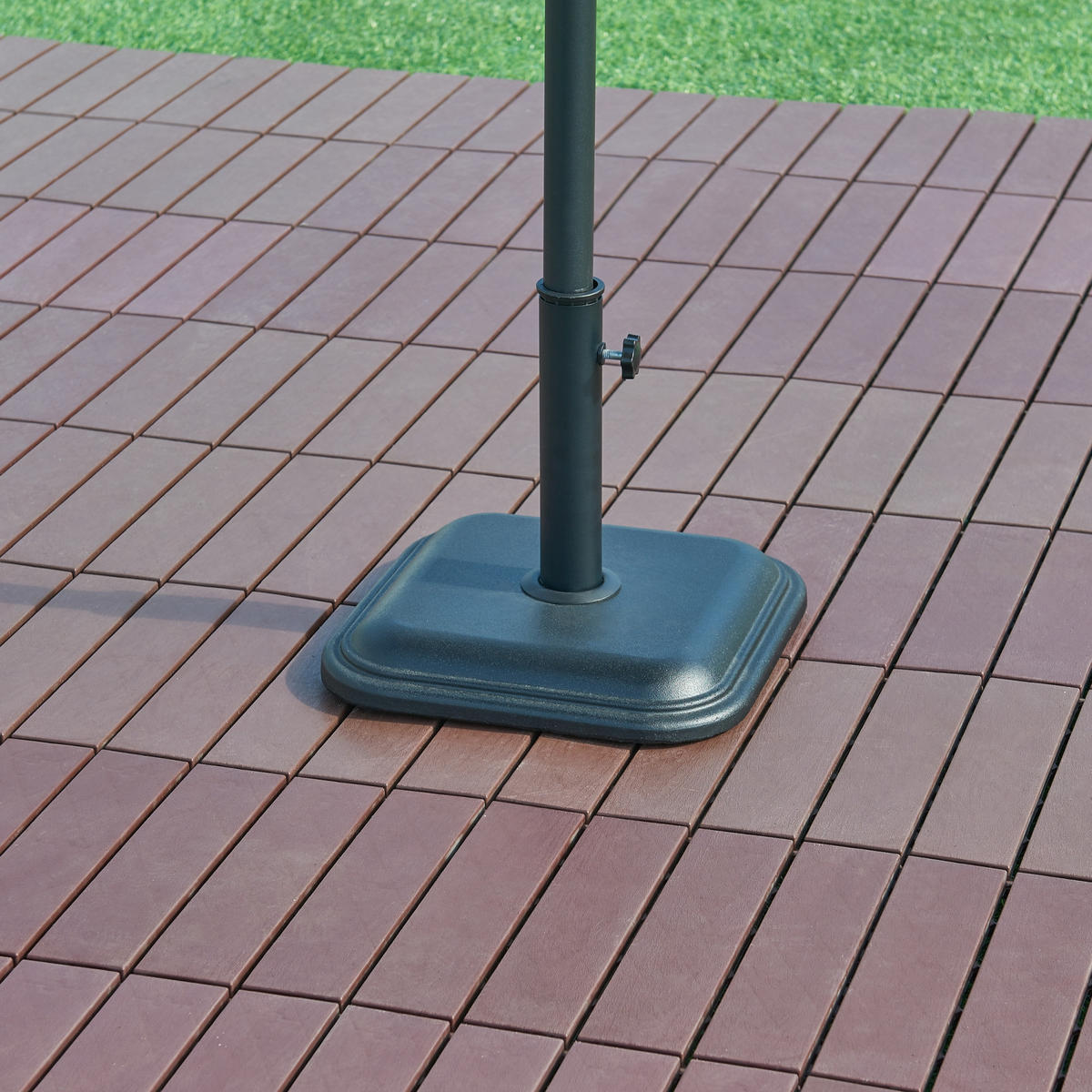 SONNENSCHIRMSTÄNDER Biccari - Schwarz, Stein (35/35cm) - casa.pro