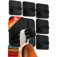 HANDTUCHHAKEN , Selbstklebende Wandhaken 6 Stück - Schwarz, Metall (4.5/3/4.5cm) - BELZ