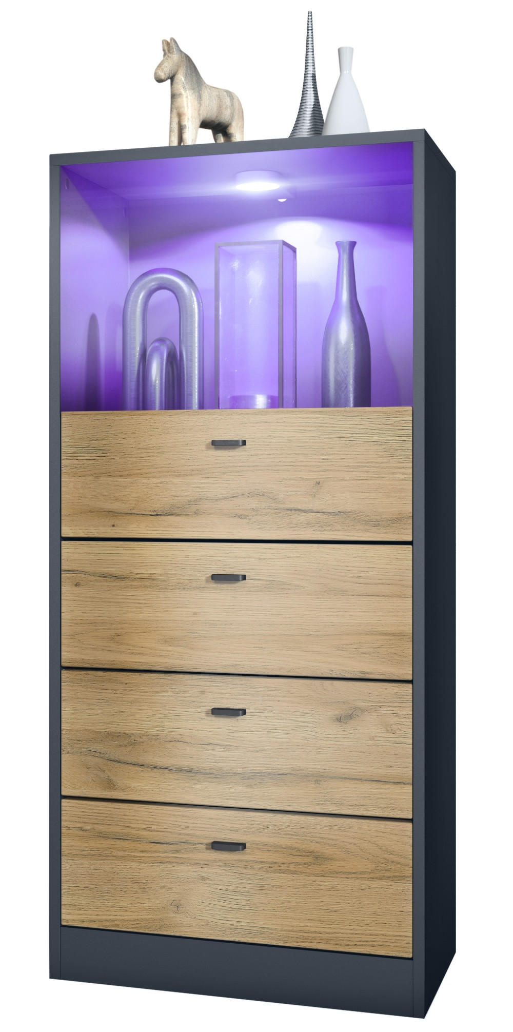 KOMMODE Pino Fronten in Eiche Natur - Eichefarben, Holzwerkstoff (56/125/36cm) - Vladon