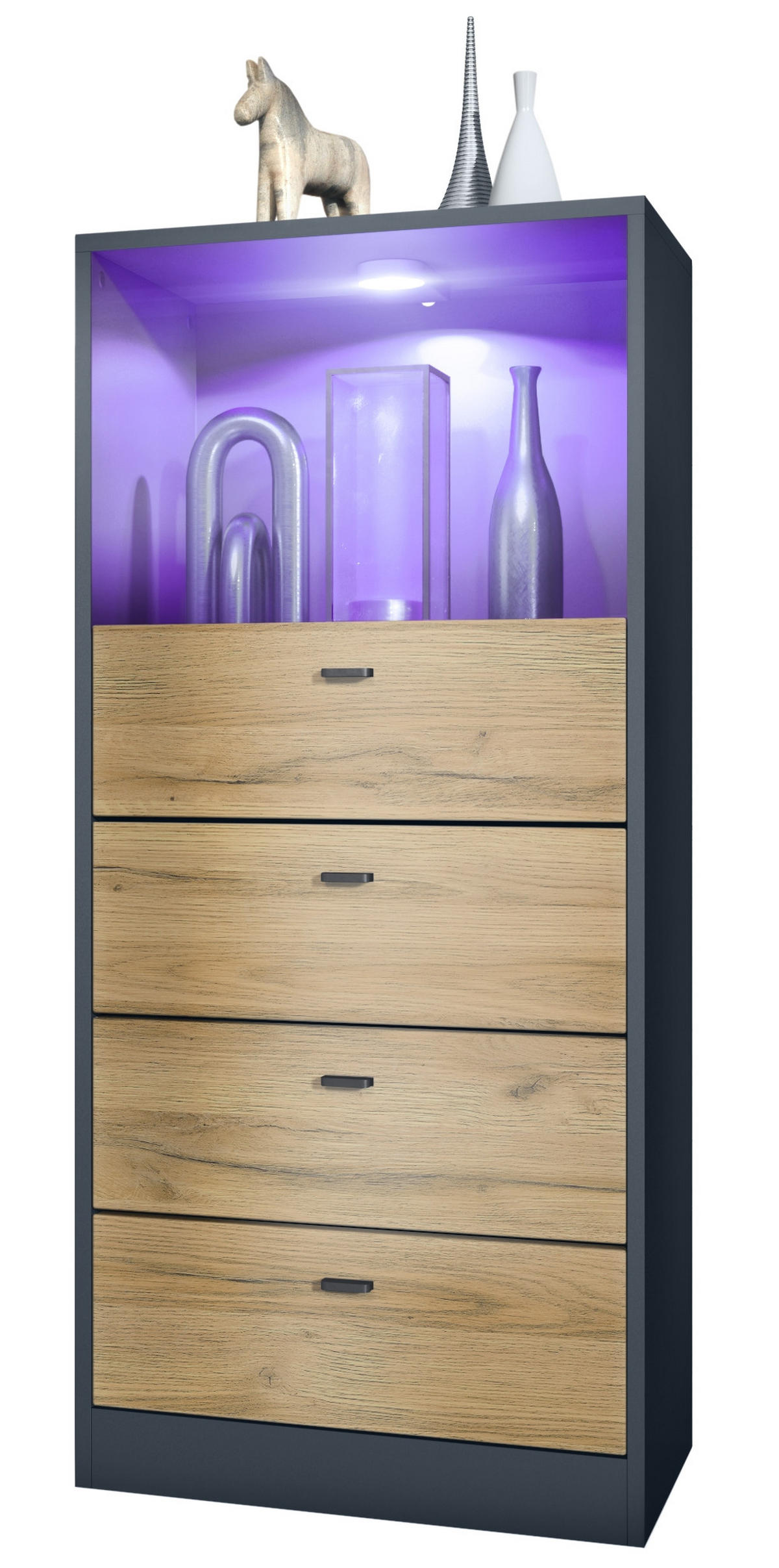 KOMMODE Pino Fronten in Eiche Natur - Eichefarben, Holzwerkstoff (56/125/36cm) - Vladon