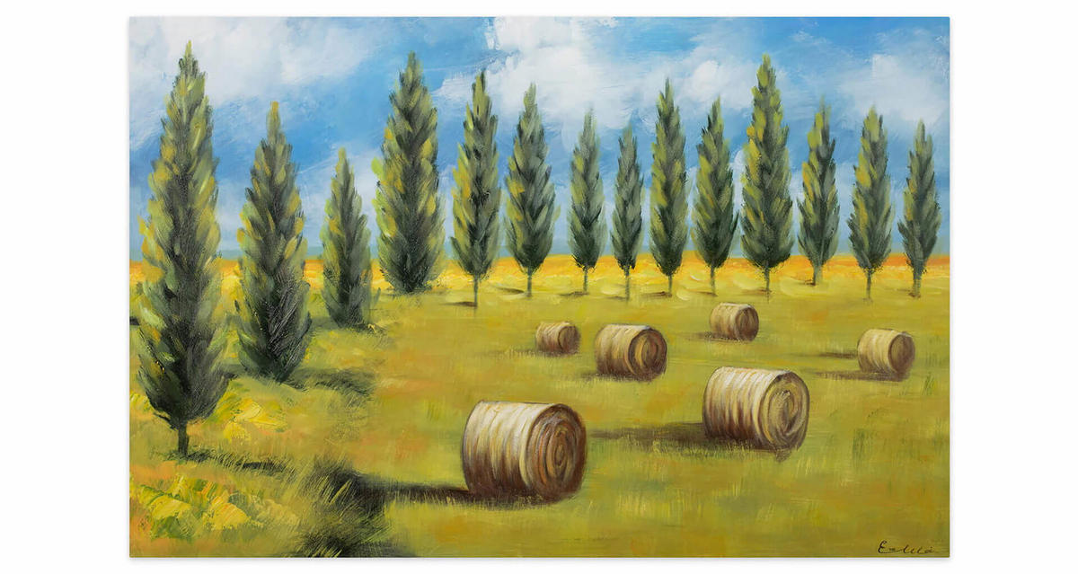 ACRYLBILD HANDGEMALT 90/60 cm - Beige/Grün, Holz/Textil (1.34/60cm) - KUNSTLOFT