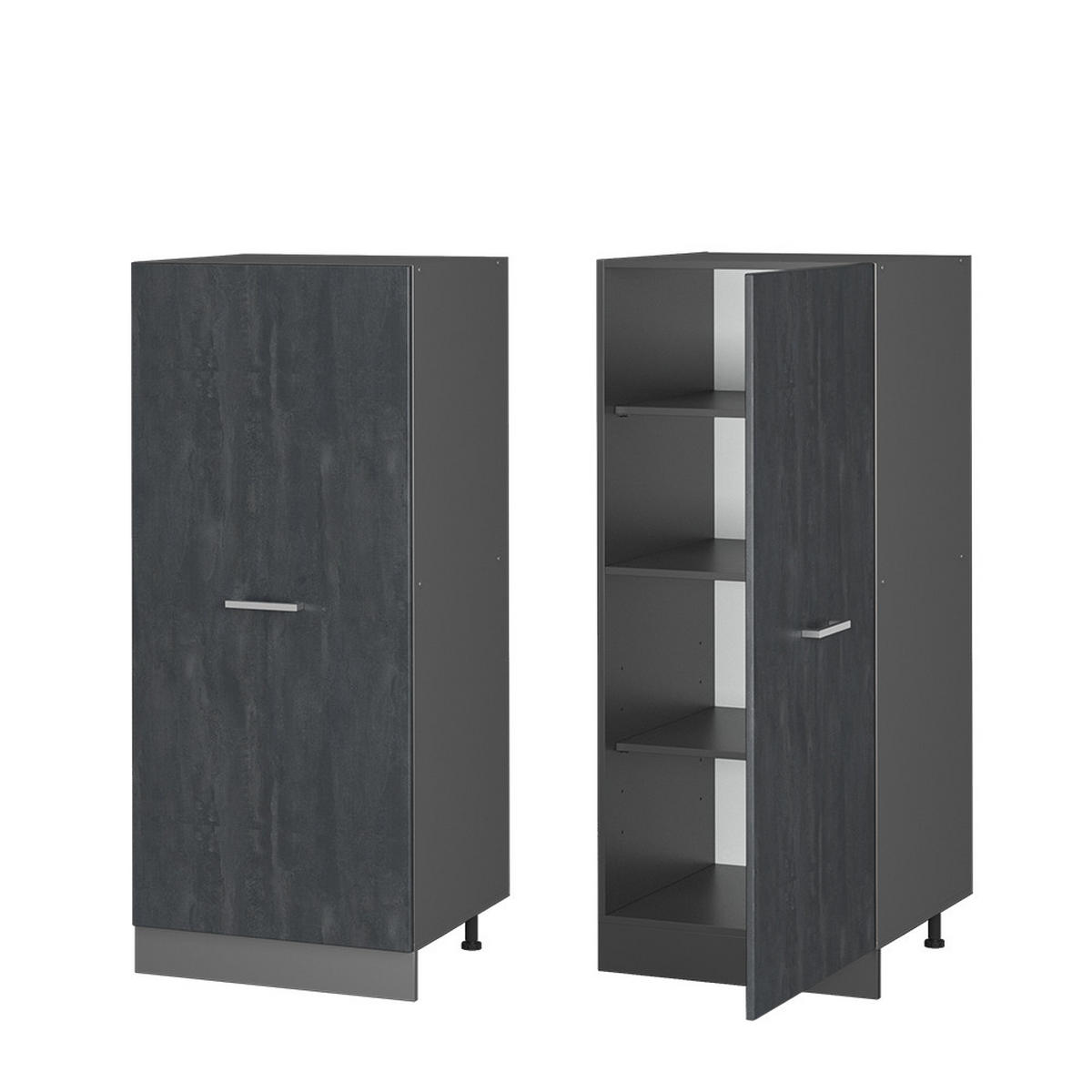 HOCHSCHRANK R-Line Schwarz Beton 60 cm - Anthrazit/Schwarz, Holzwerkstoff (60/143/57cm) - Vicco