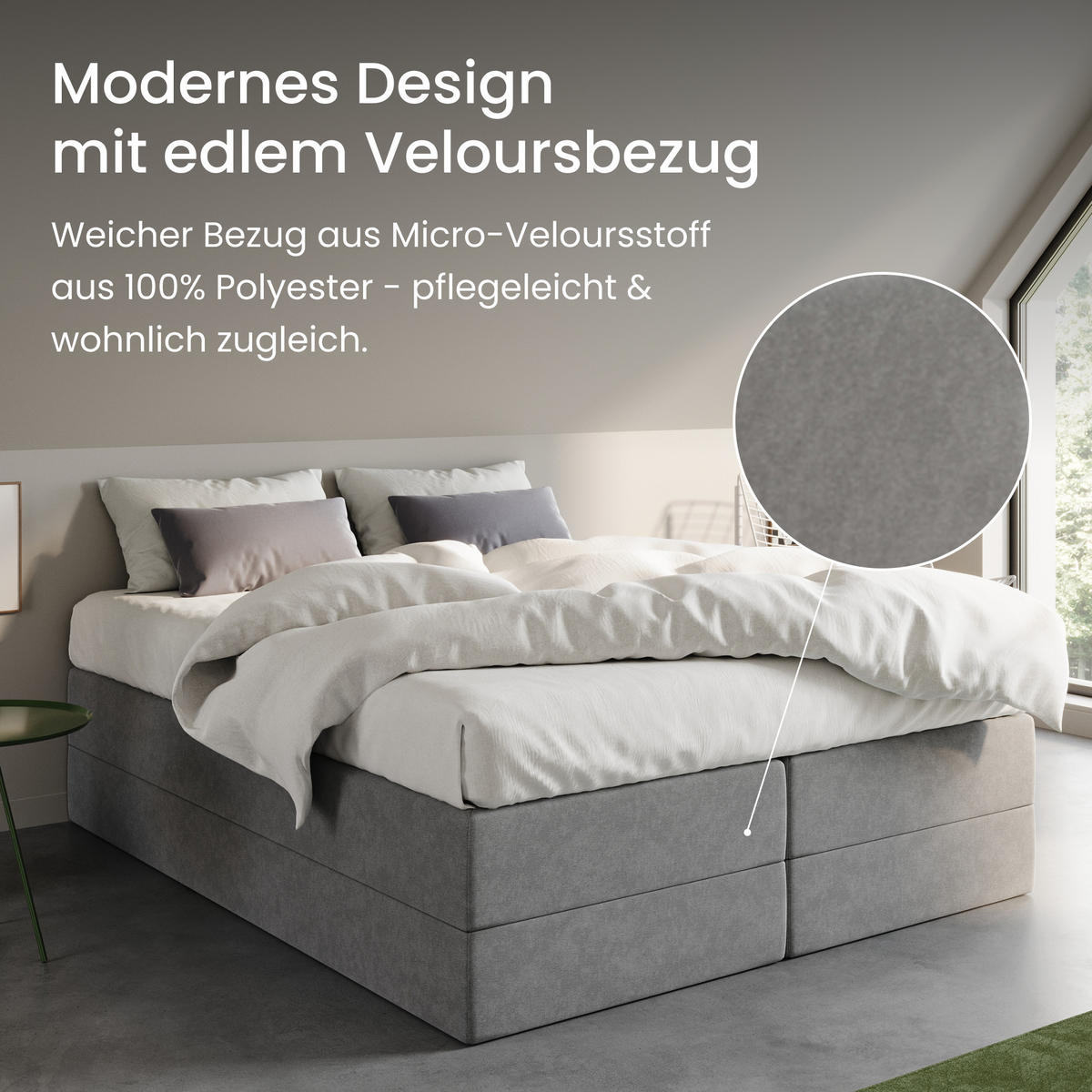 BOXSPRINGBETT mit Bonnell Matratze, 100 x 200 cm, in Grau - Grau, Naturmaterialien (100/200cm) - Home Collective