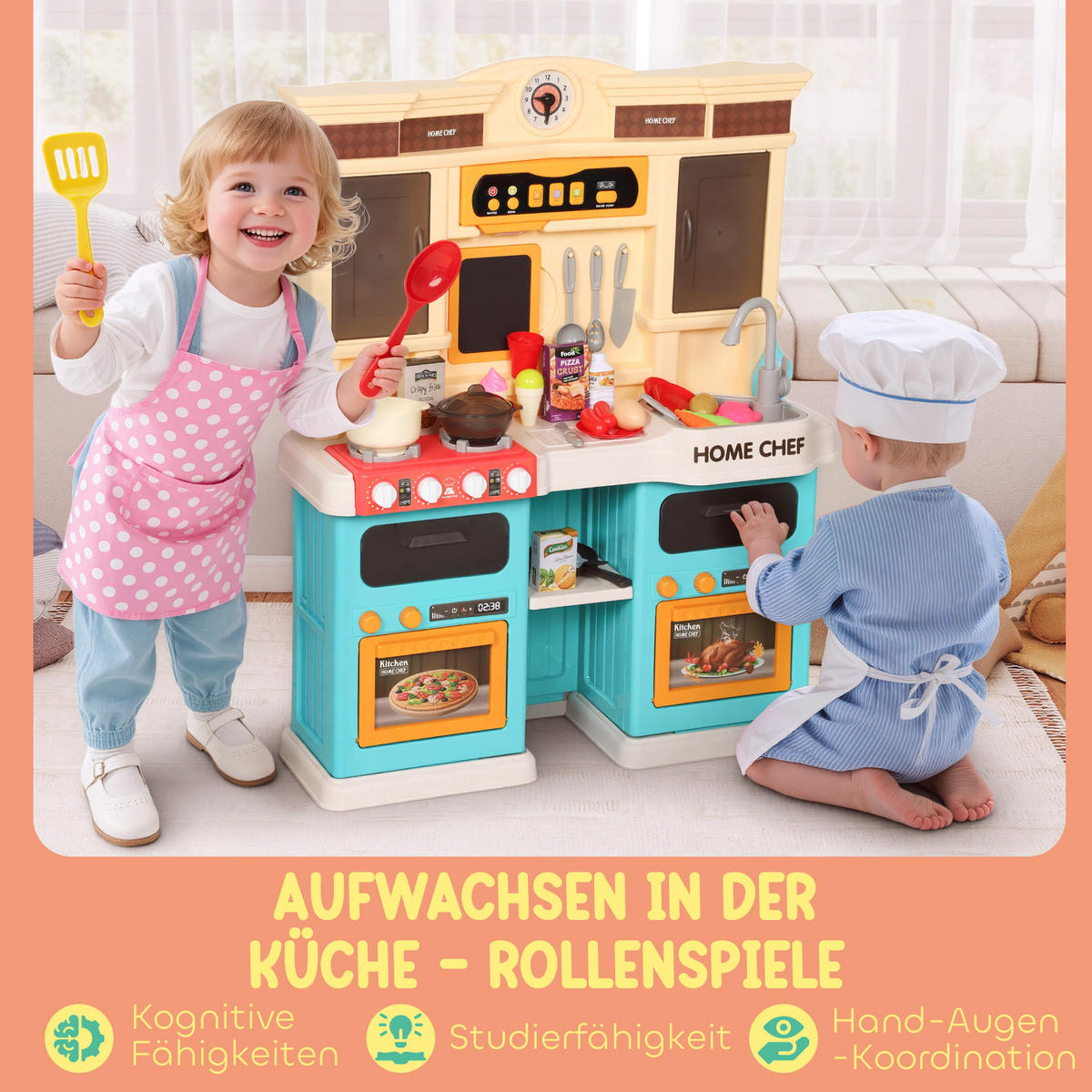 SPIELKÜCHE DE-10377 Grün - Multicolor, Kunststoff (66/24/83cm) - ComfortXL