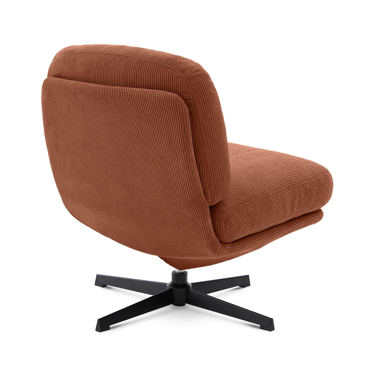 DREHSESSEL Lena aus moderner Cord terrakottafarbenem - Rot/Schwarz, Textil/Metall (67/80/78cm) - Sicaan