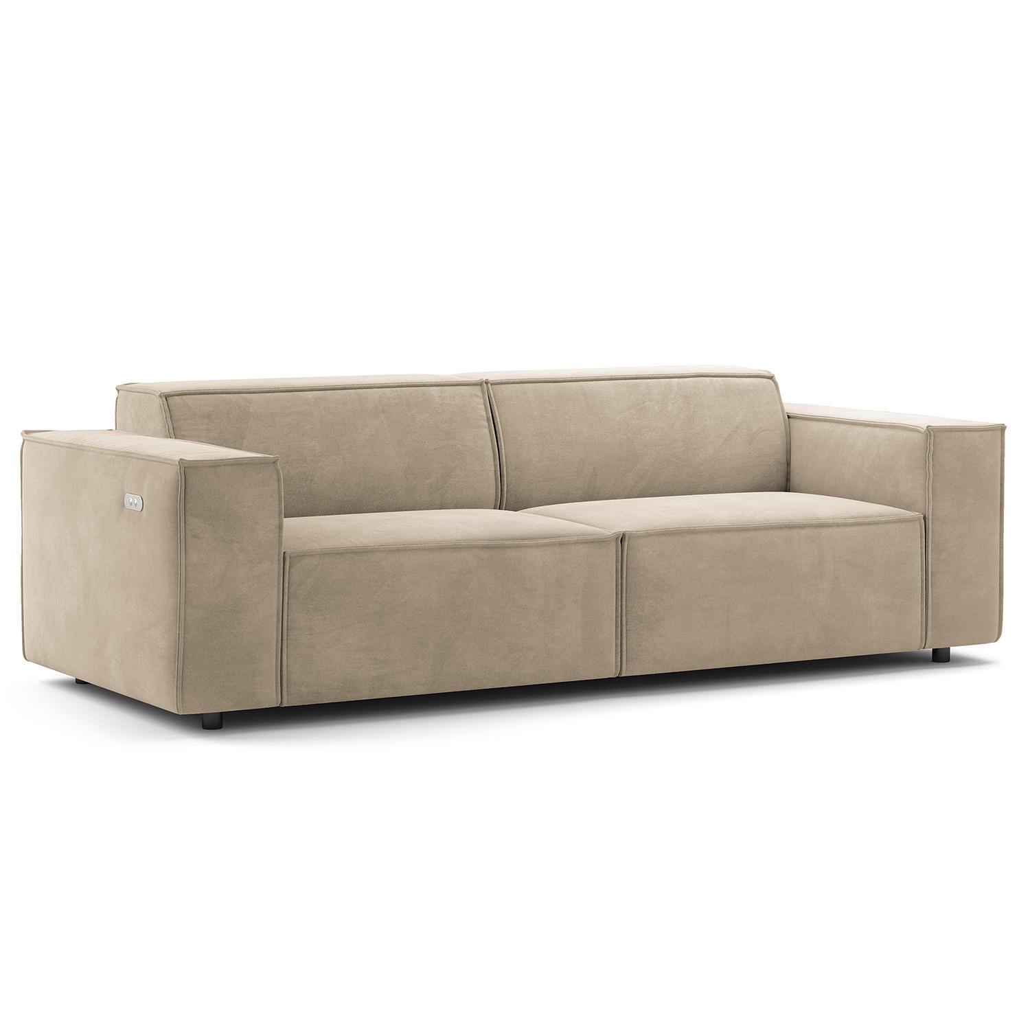2,5-SITZER SOFA - Beige/Schwarz, Kunststoff/Textil (223/70/96cm) - home24