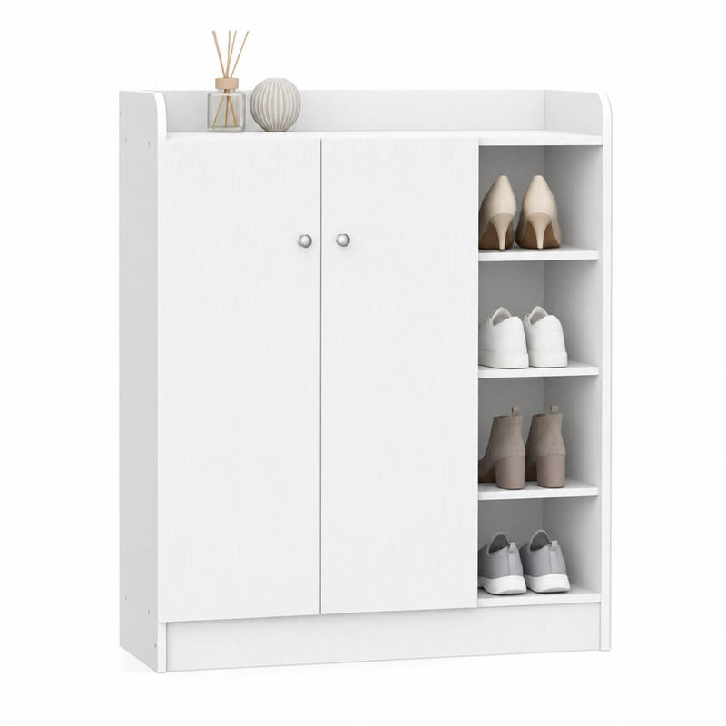 SCHUHSCHRANK mit 4 offenen Fächern 83 x 30 x 90 cm Holz Weiß - Weiß, Holzwerkstoff (30/90/83cm) - Beauniv