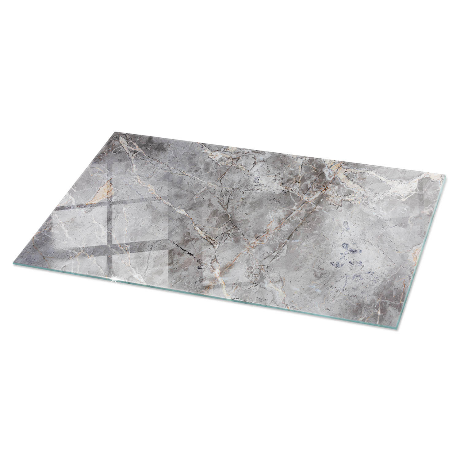 TISCHPLATTE 100x50 cm Naturmarmor Optik - Hellgrau/Grau, Glas (100/50/0.4cm) - TULUP