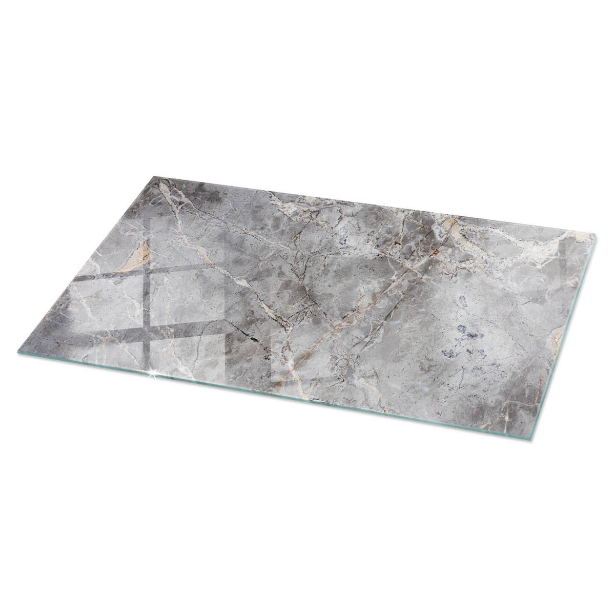 TISCHPLATTE 100x50 cm Naturmarmor Optik - Hellgrau/Grau, Glas (100/50/0.4cm) - TULUP