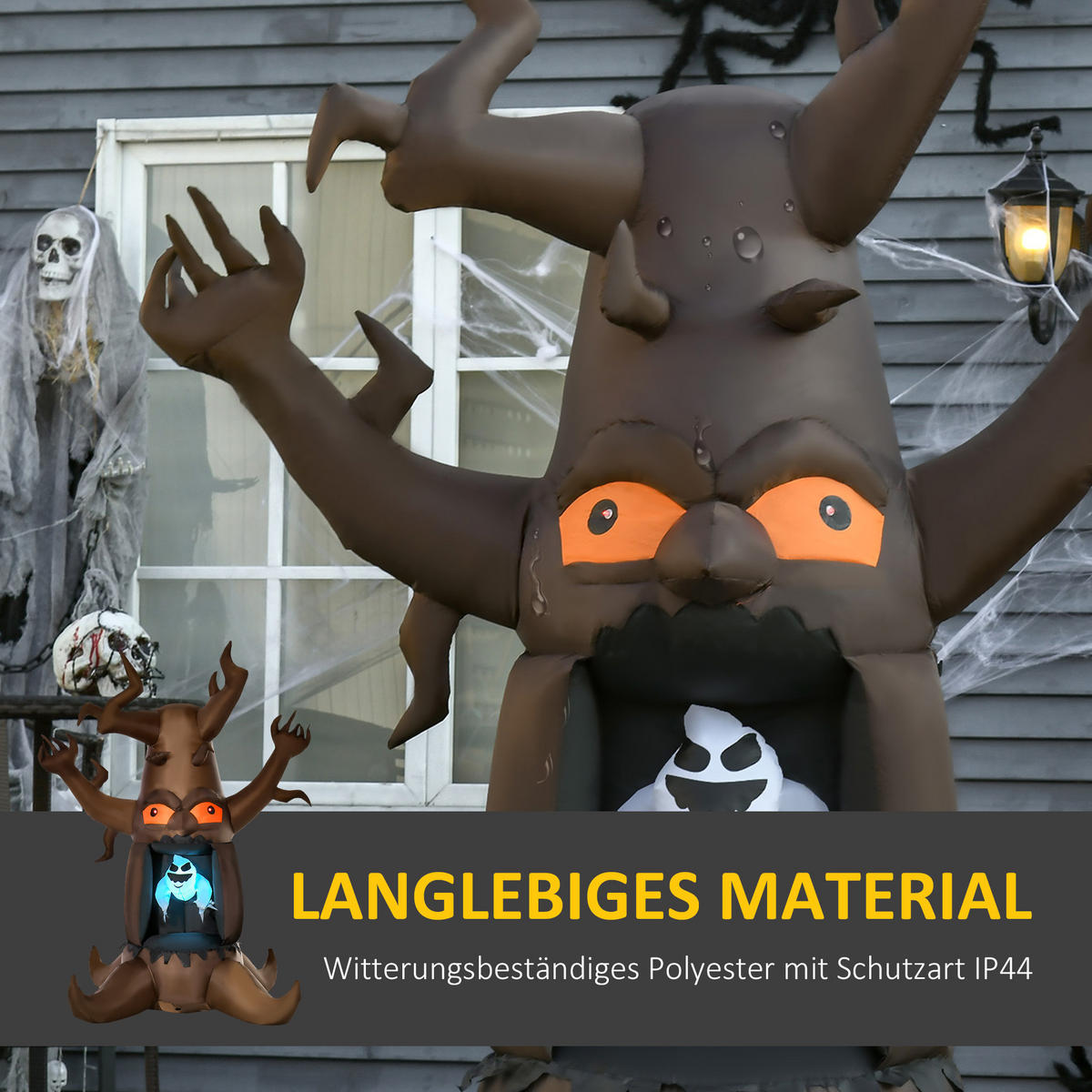 HALLOWEEN AUFBLASBARER BAUM, Braun, Polyester - Braun, Kunststoff (140/240/180cm) - HOMCOM