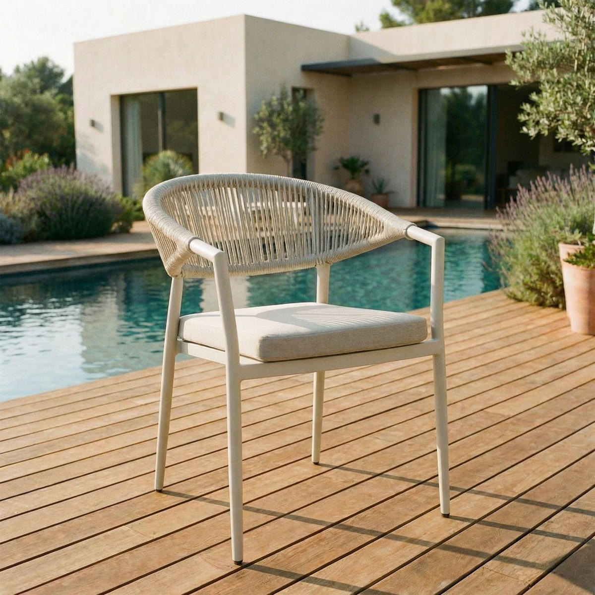 GARTENSTÜHLE SELI 6er-Set cremeweiß - Creme, Textil (57/79/60cm) - IDIMEX