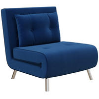 SCHLAFSESSEL, Samt, Stahl, Blau - Blau, Textil (88/83/77cm) - HOMCOM