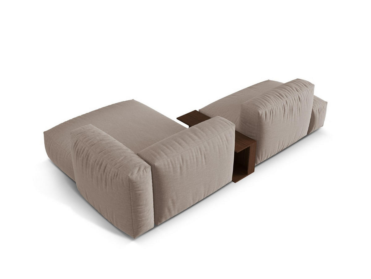 ECKSOFA modular rechts Martina aus strukturiertem Stoff dunkelbeige 2 Sitzplätze - Mokka, Textil (176/285cm) - Micadoni