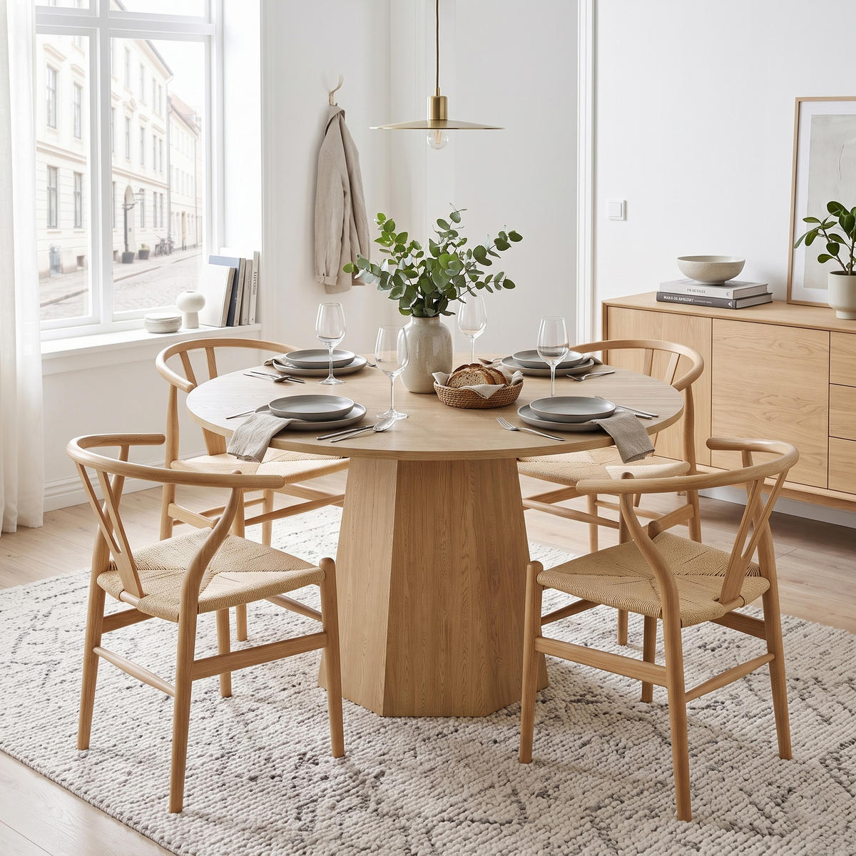ESSTISCH rund eiche skandinavisch 120cm - Eichefarben, Holzwerkstoff (120/120/75cm) - Urban Meuble