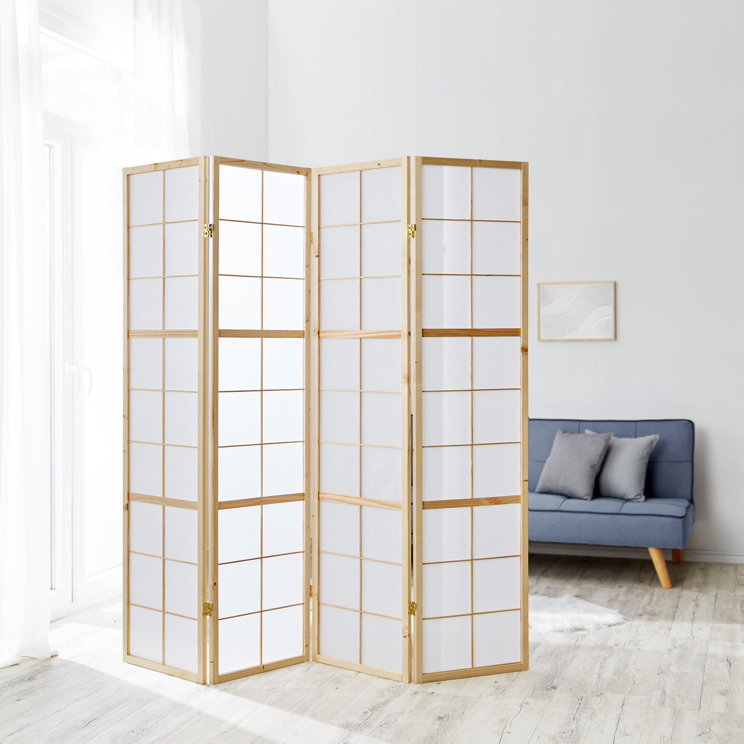 PARAVENT 4-tlg. 176/175 cm Braun Shoji - Braun, Holz (176/175/2cm) - Homestyle4u