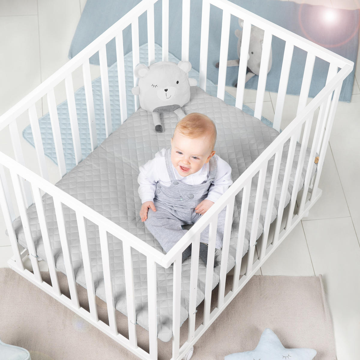 LAUFGITTER 100x75, roba Style grau - Weiß, Holzwerkstoff (72.5/72/98cm) - Roba