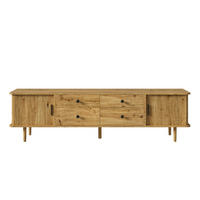 LOWBOARD DE-40295 mit Schubladen und Schiebetüren Holzmaserung - Naturfarben, Holzwerkstoff (165/46/40cm) - ComfortXL