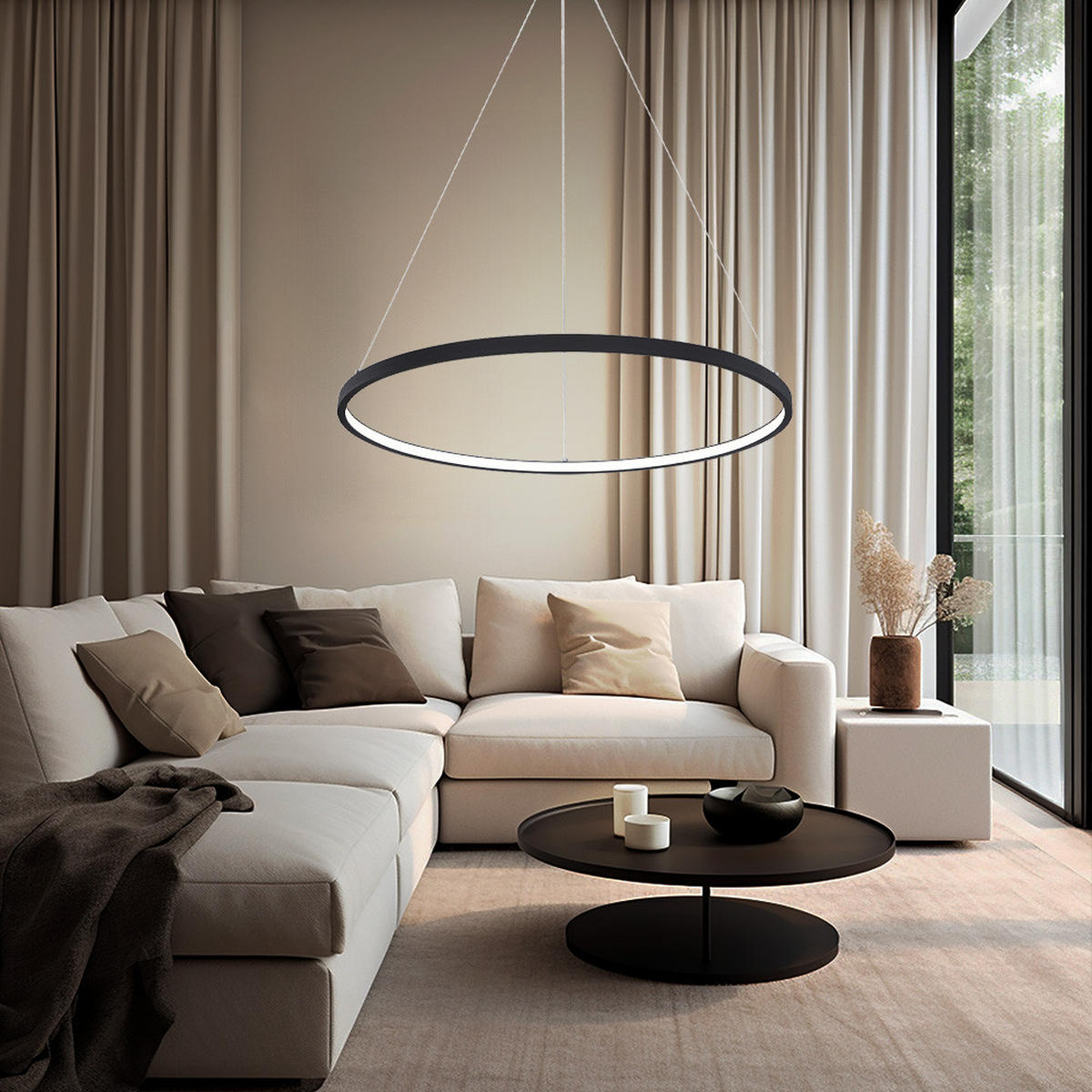 LED HÄNGELEUCHTE Ralph Schwarz - Schwarz, Metall (60/60/120cm) - Globo Lighting