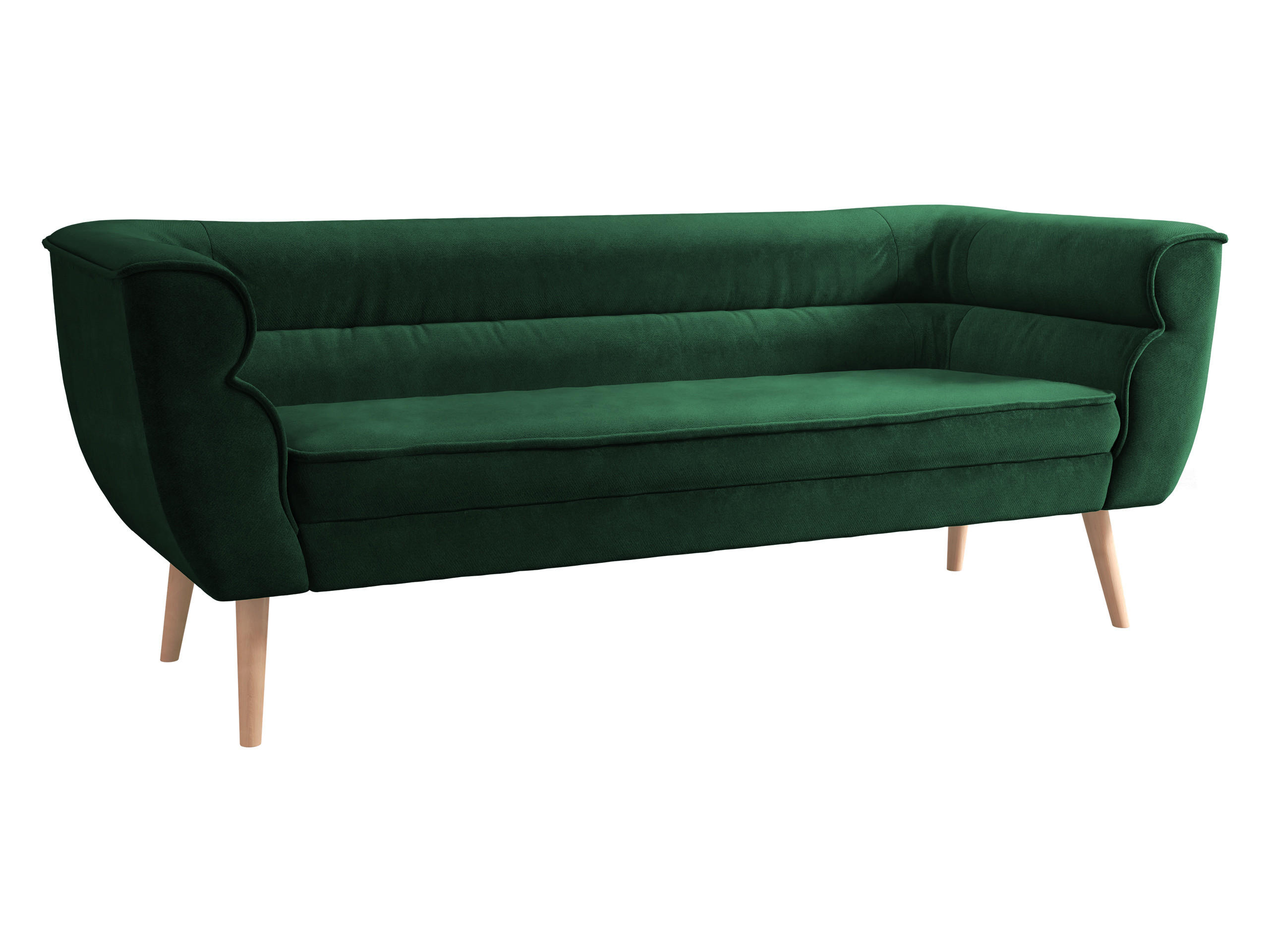SOFA Bal 3 - Smaragdgrün/Naturfarben, Holz/Textil (182/75/74cm) - MIRJAN24