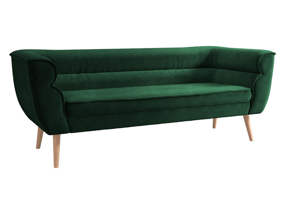 SOFA Bal 3 - Smaragdgrün/Naturfarben, Holz/Textil (182/75/74cm) - MIRJAN24