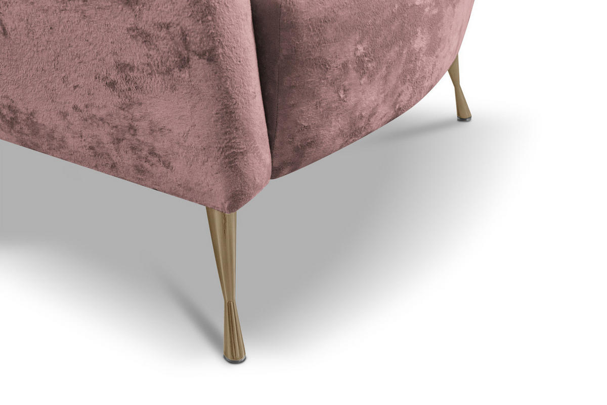 SITZGARNITUR Adria 2+1 - Dunkelrosa/Goldfarben, Holzwerkstoff/Textil (242/78/83cm) - Ravio