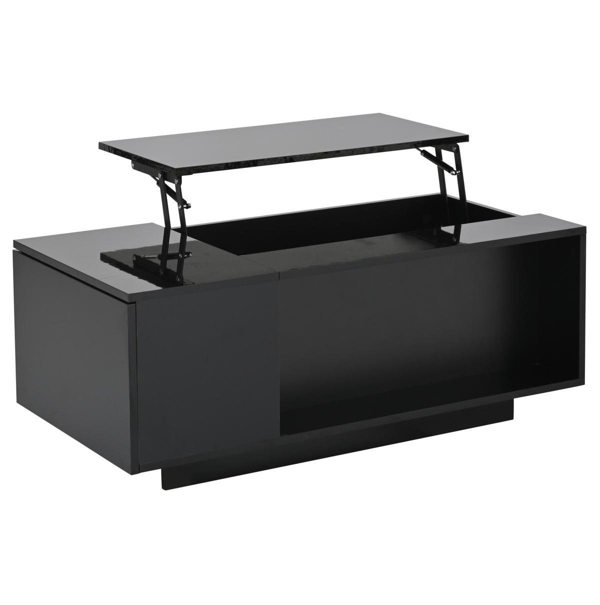 KLUB stolić, 100/50/40 cm crni, podesiv po visini s prostorom za pohranu i LED rasvjetom - crna, drvni materijal (100/50/40cm) - BEAOK