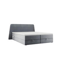 BOXBETT 160 x 200 cm RONDA mit Bettkästen und Topper, Taschenmatratze und Seitliche Taschen für Handy oder Buch, Grau - Grau, Holz/Textil (160/200cm) - Trada