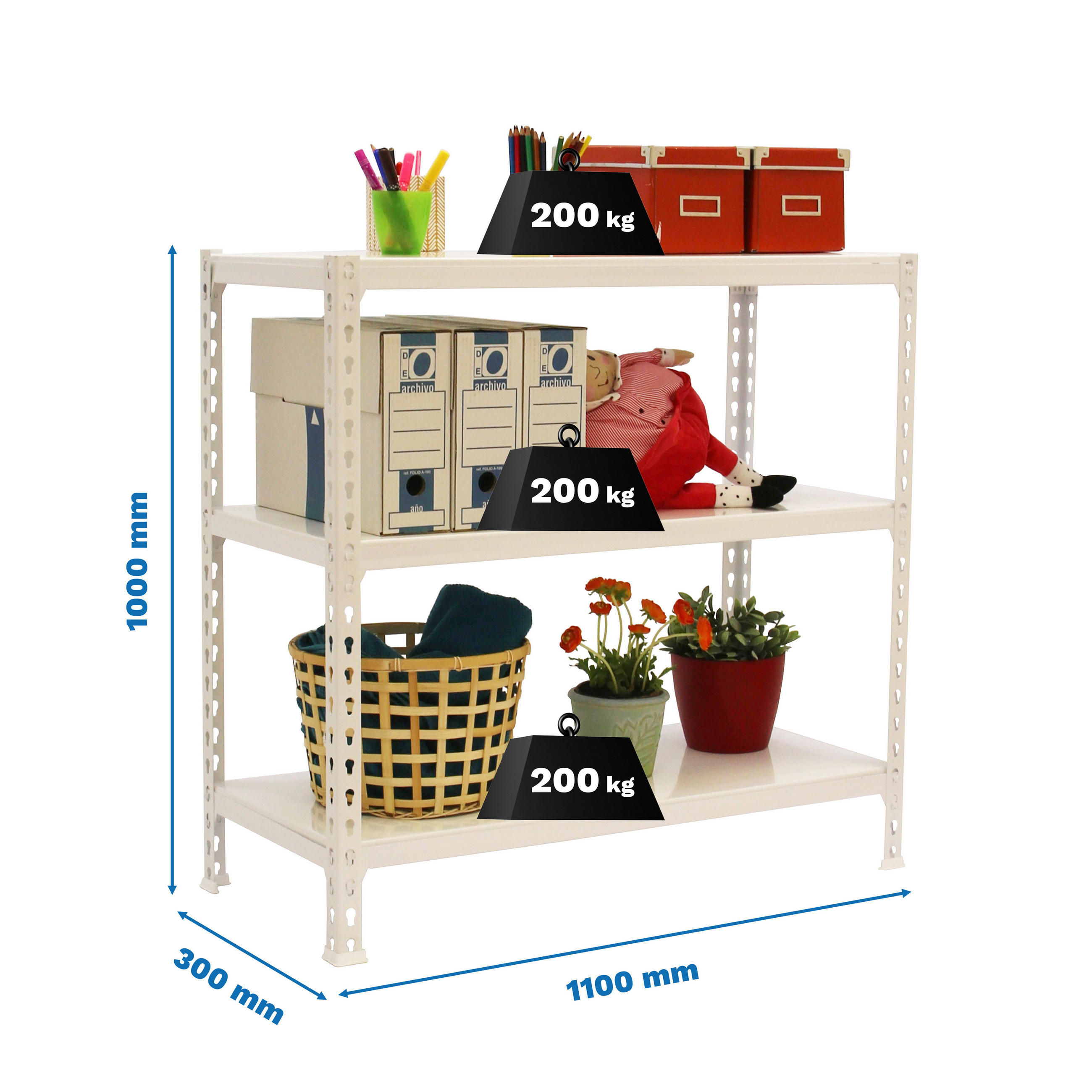 SCHWERLASTREGAL Small Metal Shark HxBxT 100 x 110 x 30 cm Fachlast 200 kg Weiß - Weiß, Metall (110/100/30cm) - PROREGAL