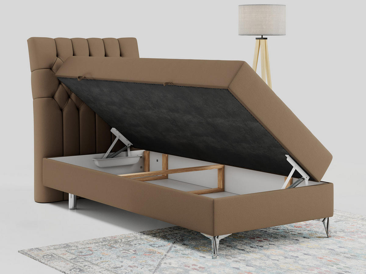 BOXBETT MILEN 90/200 Braun Kunstleder - H4 - Links Seite - Braun, Holz/Textil (90/200cm) - MKS