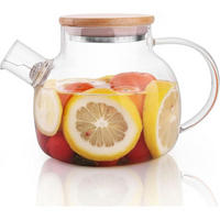 TEEKANNE Glas mit Siebeinsatz 600ml Herdplattensicher Bambusdeckel - Transparent, Glas (12.9/10.9cm)