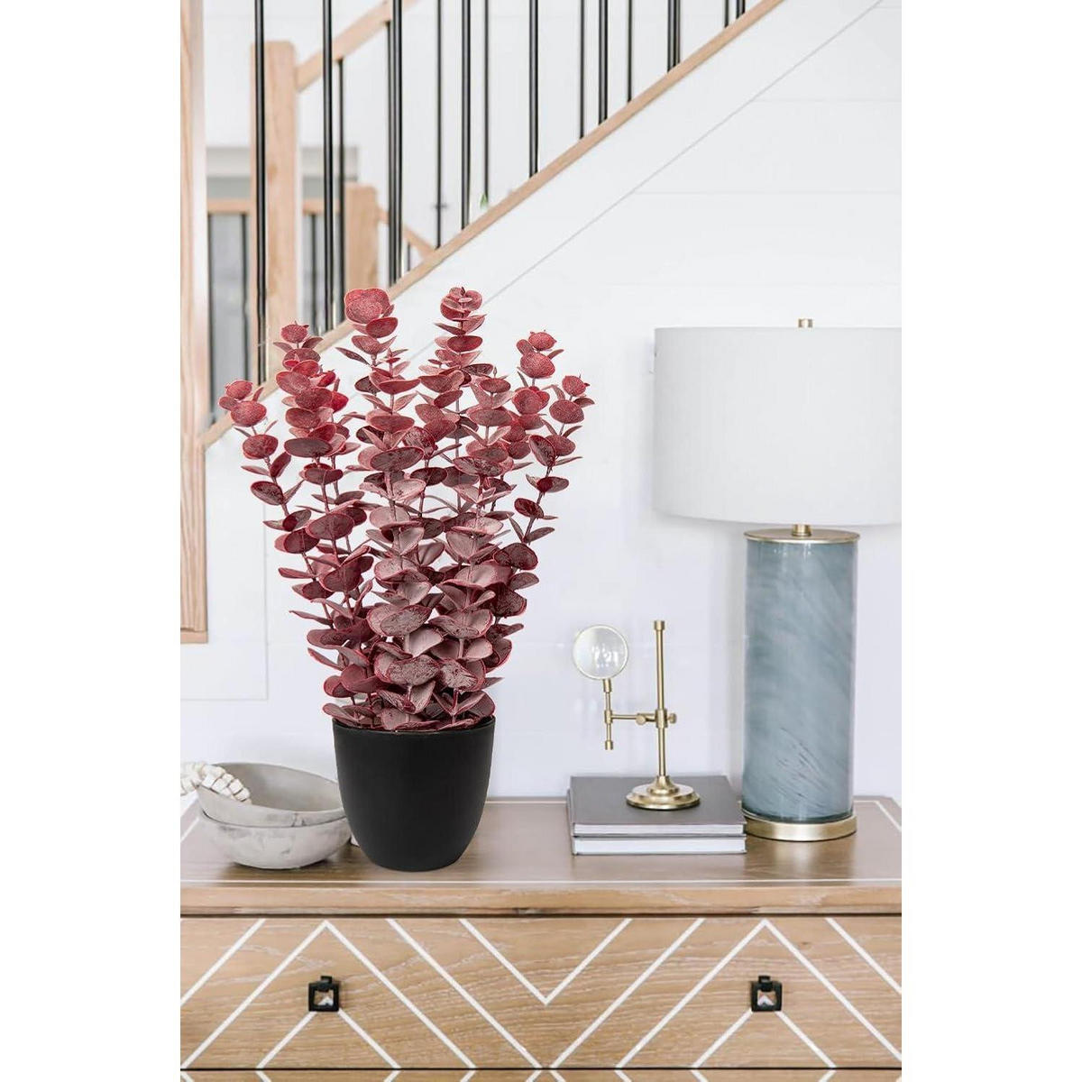KUNSTPFLANZE Eukalyptus Rot 40 cm - Rot, Kunststoff (44cm)